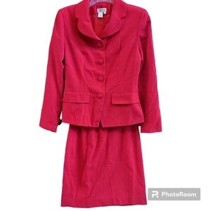 Small Red Midi Pantsuit Office Career Work